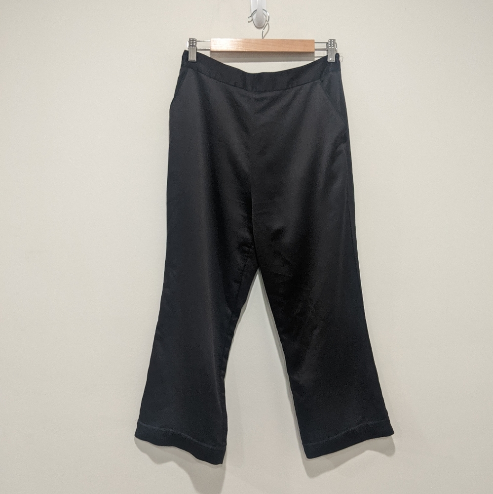 Farm Rio Black Satin Crop Pants